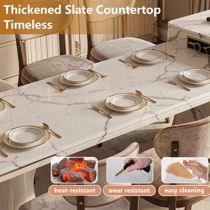 60"-79"Luxury Marble Kitchen Island with Extendable Dining Table & Gold Trim