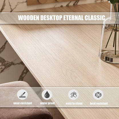 60“-79”Light Wood Kitchen Island Dining Set with Marble Accent, Built-in Outlets & Wine Storage