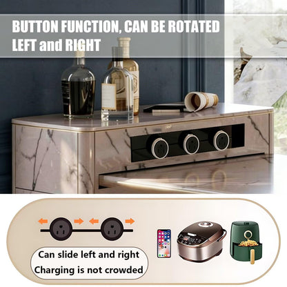 60"-79"Luxury Pink Marble Extendable Kitchen Island with Gold Trim & Side Wine Rack