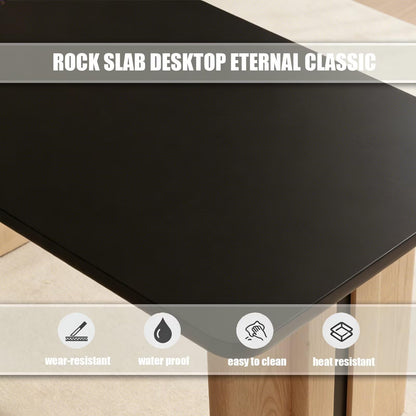 Modern Wood Kitchen Island with Black Dining Table & Built-in Power Station