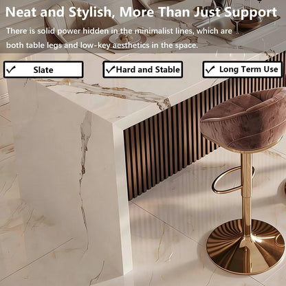 60"-79"Modern Marble Kitchen Island Bar Combo with Built-in Outlets & Gold Accents