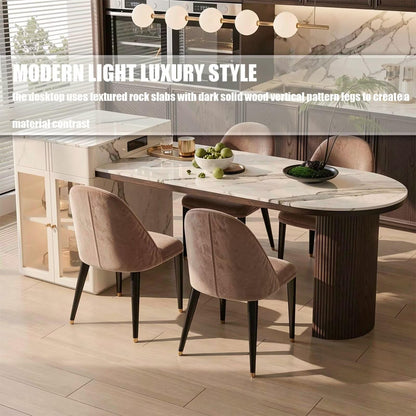 60"-79"Contemporary Marble Kitchen Island with Side Display Cabinet & Power Station