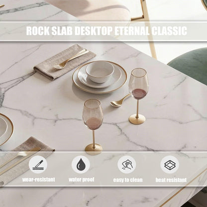 60"-79"Marble Kitchen Island Dining Table with Wine Rack & Storage, Luxury Gold Trim