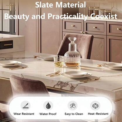 60"-79"Luxury Marble Kitchen Island with Integrated Dining Table & Side Storage Cabinet