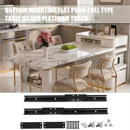 60"-79"Luxury Marble Kitchen Island Dining Combo with Built-in Outlets & Open Storage