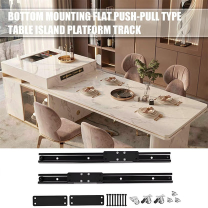 60"-79"Modern Calacatta Marble Kitchen Island with Integrated Dining Table & Gold Accents