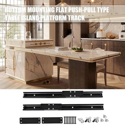 60"-79"Elegant Marble Kitchen Island Dining Set with Gold Accents & Storage Drawers