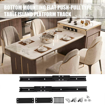 60"-79"Luxury Marble Top Kitchen Island with Integrated Dining Table & Tea Bar