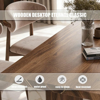 60"-79"Wood & Marble Kitchen Island Dining Table Combo with Built-in Outlets, Modern Luxury