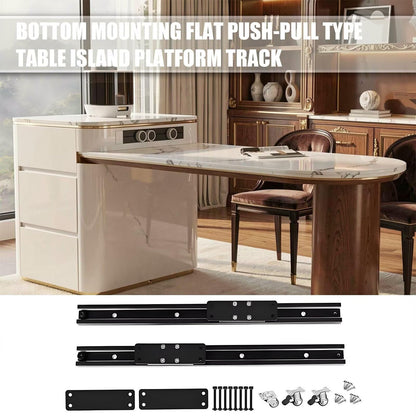 60"-79"Luxury Marble & Wood Kitchen Island Dining Combo with Built-in Outlets & Drawers