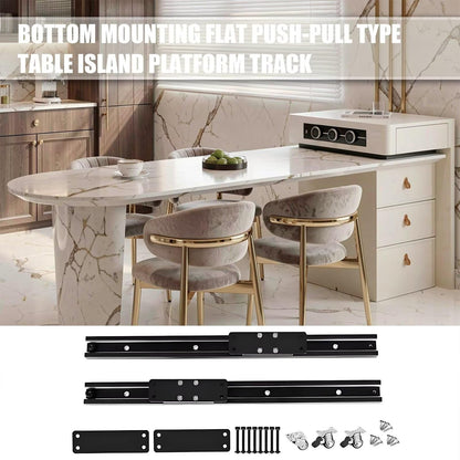 60"-79"Modern Oval Marble Kitchen Island with Integrated Dining Table & Gold Accents