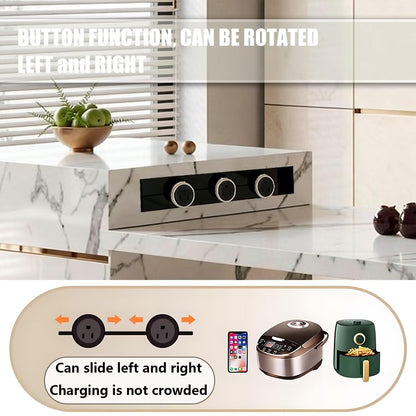 60"-79"Modern White Marble Kitchen Island Combo with Dining Table & Drawer Storagen