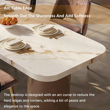 60"-79"Luxury Marble Kitchen Island with Extendable Dining Table & Gold Trim