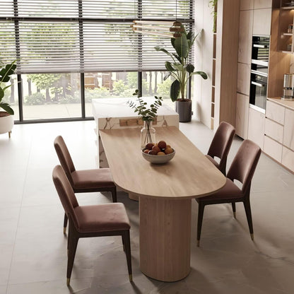 60“-79”Light Wood Kitchen Island Dining Set with Marble Accent, Built-in Outlets & Wine Storage