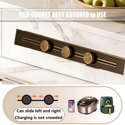 60"-79"Rolling Marble Kitchen Island Dining Combo with Built-in Power Strip & Coffee Station