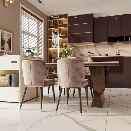 60"-79"Luxury Marble Kitchen Island Dining Combo with Built-in Microwave & Power Station