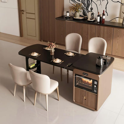 60"-79"Luxury Kitchen Island with Dining Table, Tea Station &amp; Smart Kitchen Appliance