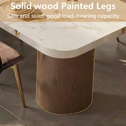60"-79"Luxury Marble Kitchen Island with Extendable Dining Table & Gold Trim