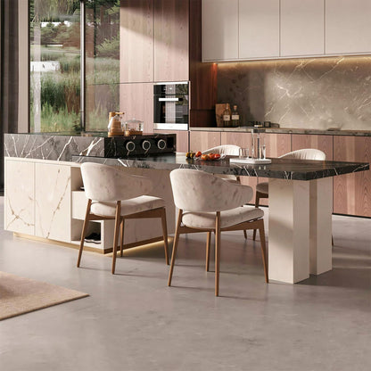 60"-79"Luxury Black Marble Kitchen Island with Dining Table, Built-in Power Station & Storage