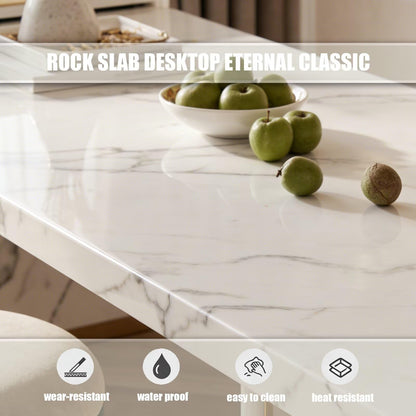 60"-79"Modern Calacatta Marble Kitchen Island with Integrated Dining Table & Storage