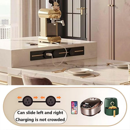 60"-79"Luxury Marble Kitchen Island with Integrated Dining Table & Side Storage Cabinet