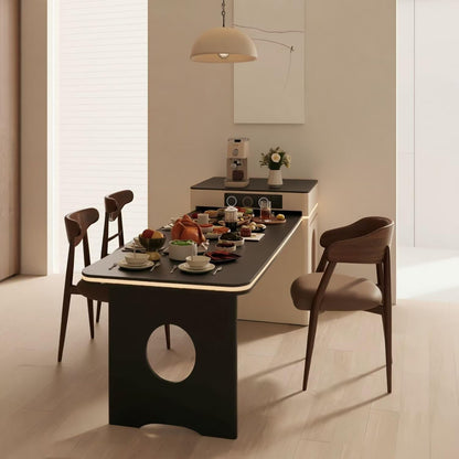 60"-79"Cream Style Kitchen Island with Black Dining Top, Power Outlets & Storage Cabinet
