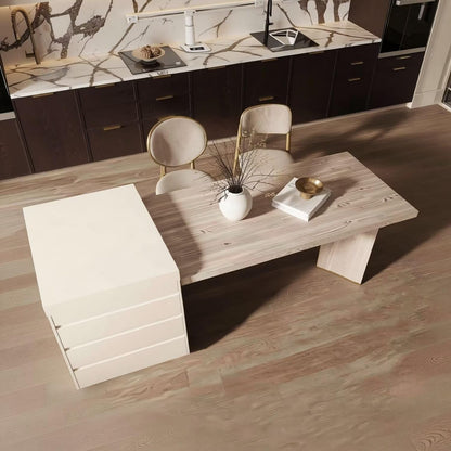 60"-79"Modern Wood Kitchen Island Dining Combo with Built-in Outlets & Storage Drawers