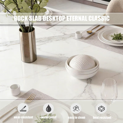 60“-79”Luxury Modern Marble Kitchen Island with Retractable Dining Table & Power Station