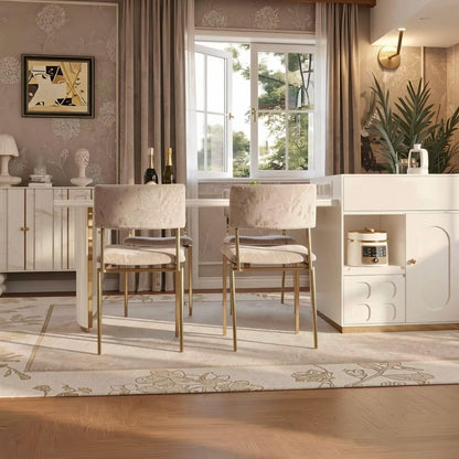 60"-79"Luxury White Kitchen Island with Extendable Dining Table & Side Storage