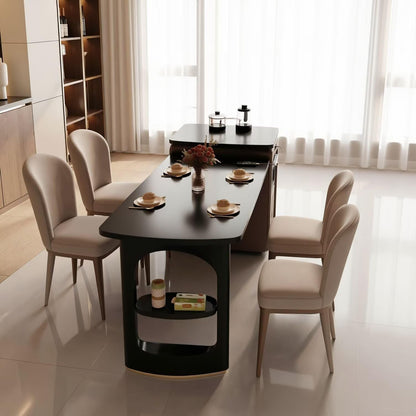 60"-79"Luxury Kitchen Island with Dining Table, Tea Station &amp; Smart Kitchen Appliance