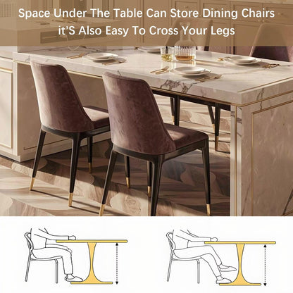 60"-79"Luxury Marble Kitchen Island with Integrated Dining Table & Side Storage Cabinet
