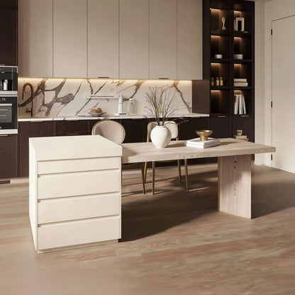 60"-79"Modern Wood Kitchen Island Dining Combo with Built-in Outlets & Storage Drawers