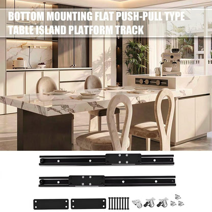 60"-79"Luxury Marble Kitchen Island Dining Combo with Built-in Outlets & Side Storage Cabinet