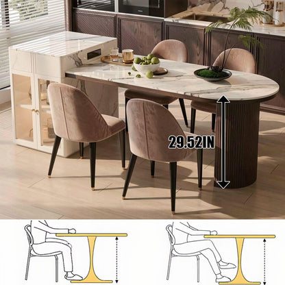 60"-79"Contemporary Marble Kitchen Island with Side Display Cabinet & Power Station