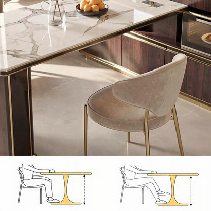 60"-79"Elegant Marble Kitchen Island Dining Set with Appliance Storage & Built-in Outlets