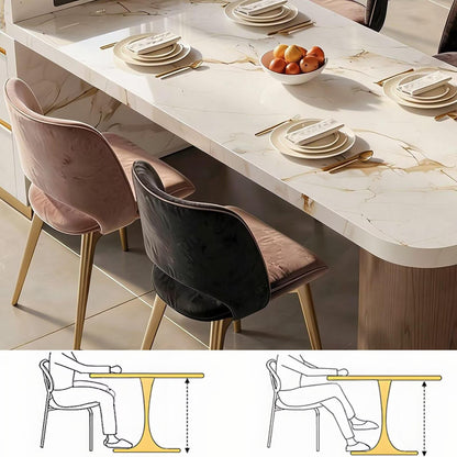 60"-79"Luxury Marble Kitchen Island with Extendable Dining Table & Gold Trim