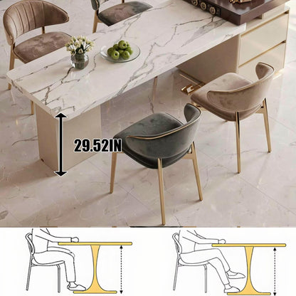 60"-79"Marble Kitchen Island Dining Combo with Built-in Power Station & Drawer Storage