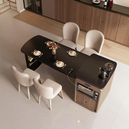 60"-79"Luxury Kitchen Island with Dining Table, Tea Station &amp; Smart Kitchen Appliance