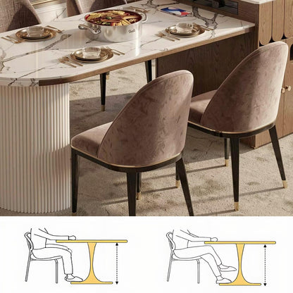 60"-79"Marble & Wood Kitchen Island Dining Combo with Built-in Outlets & Fluted Base