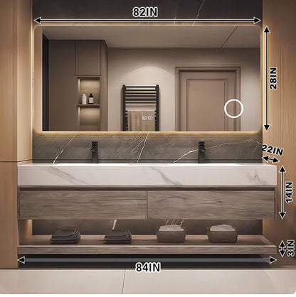 40"- 64" Solid Wood Bathroom Vanity Set with Integrated Sink and Intelligent Mirror