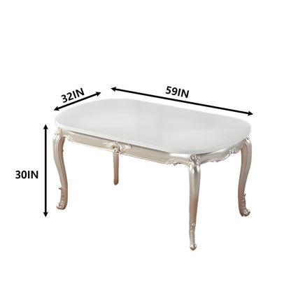 59"-62"Luxury European Dining Table, Oval Marble-Like Top with Curved Gold Legs