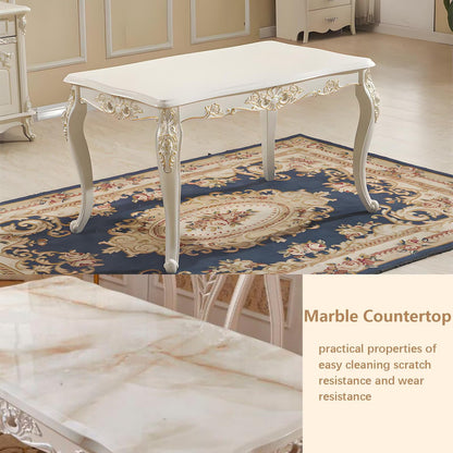59"-62"Luxury Vintage Dining Table, Curved Legs & Intricate Floral Details