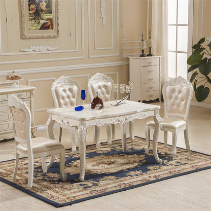 59"-62"Luxury Vintage Dining Table, Curved Legs & Intricate Floral Details