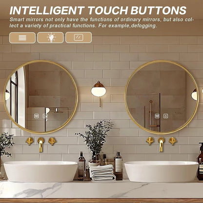 72” - 96” Modern French Bathroom Vanity Includes Round Defog Mirrors
