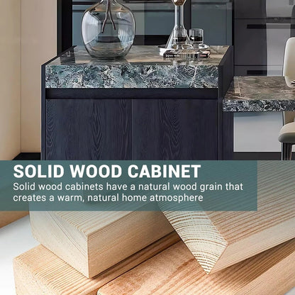 94” - 102” Black Unique Kitchen Island Includes Green Patterned Desktop (No Chair)