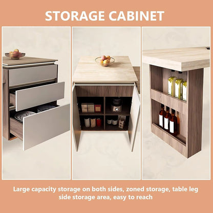 67" - 83" Minimalist Practical Kitchen Island Includes Storage Legs & Open Shelf