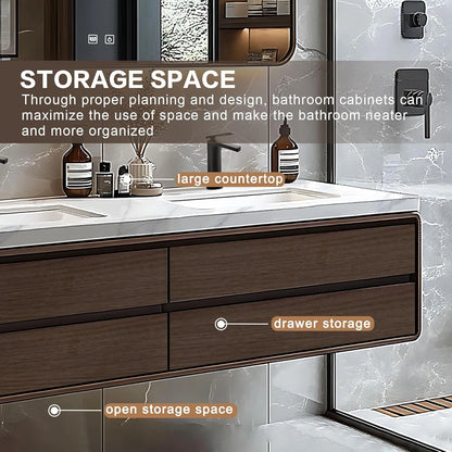 60” - 78” Simple Bathroom Vanity Includes Symmetrical Drawer & Textured Tabletop