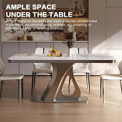 55” - 71” Simple Dining Table with Brushed Stainless Steel Base (No Chair)
