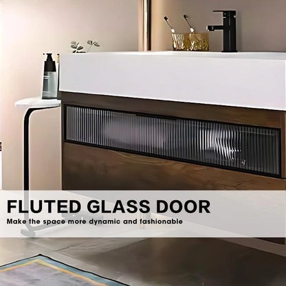 36” - 72” Brown Bathroom Vanity Includes Fluted Glass Door Storage Panel