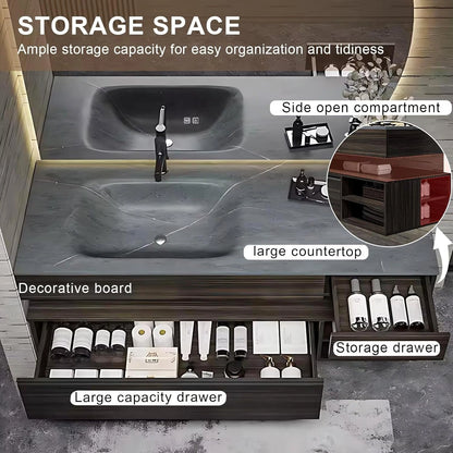 40” – 60” Modern Bathroom Vanity Includes Solid Wood Drawer Storage Cabinet